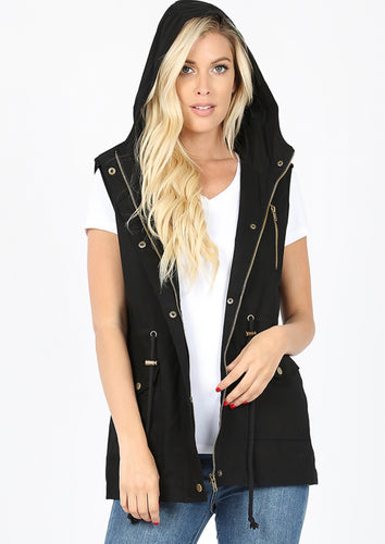 LOOSE FIT MILITARY HOODIE VEST