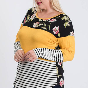 Plus Size LONG SLEEVE ROUND NECK TOP