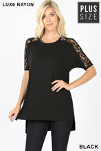 Load image into Gallery viewer, LUXE LACE TRIM SIDE SLIT HIGH-LOW HEM TOP