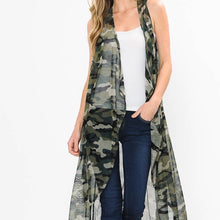 Load image into Gallery viewer, CAMO MESH SLEEVELESS LONG VEST